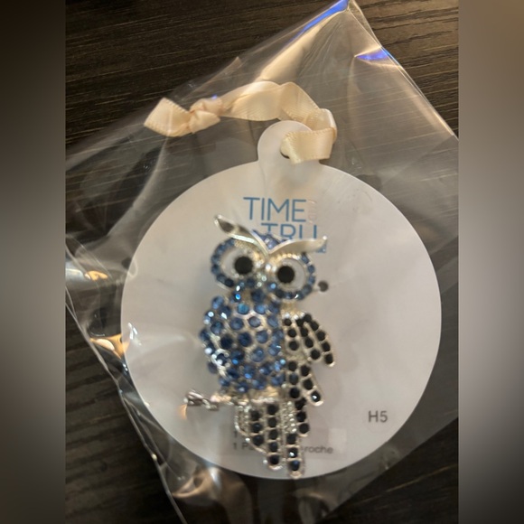 Time and Tru Blue and Silver Owl Brooch - Picture 1 of 1